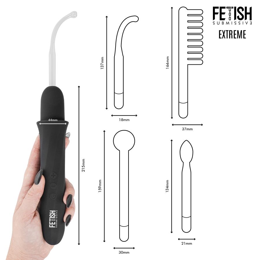FETISH SUBMISSIVE - VIBRADOR WAND ELECTROESTIMULACIÓN ALTA FRECUENCIA - immagine 5