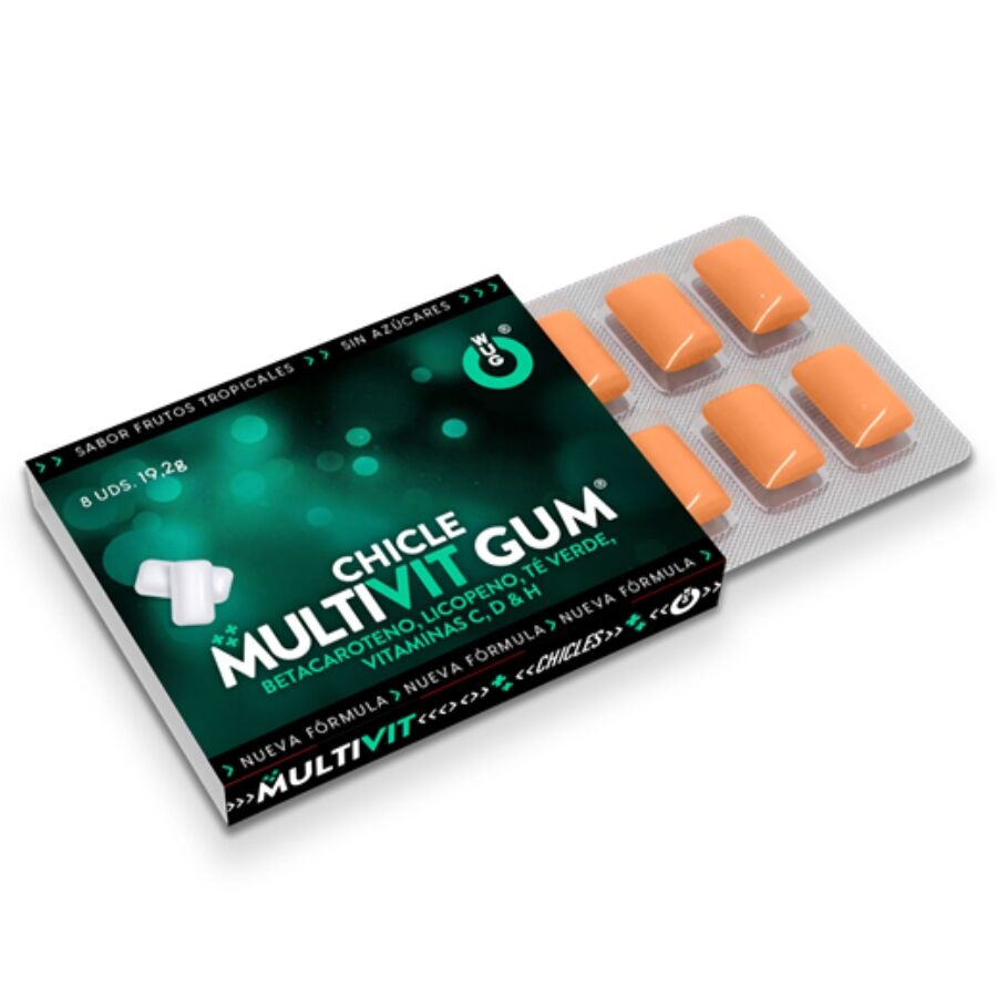 WUG GUM – MULTIVIT VITAMINA C, H, D, BETA-CAROTENE, LICOPENE E TÈ VERDE 1 X 8 UNITÀ