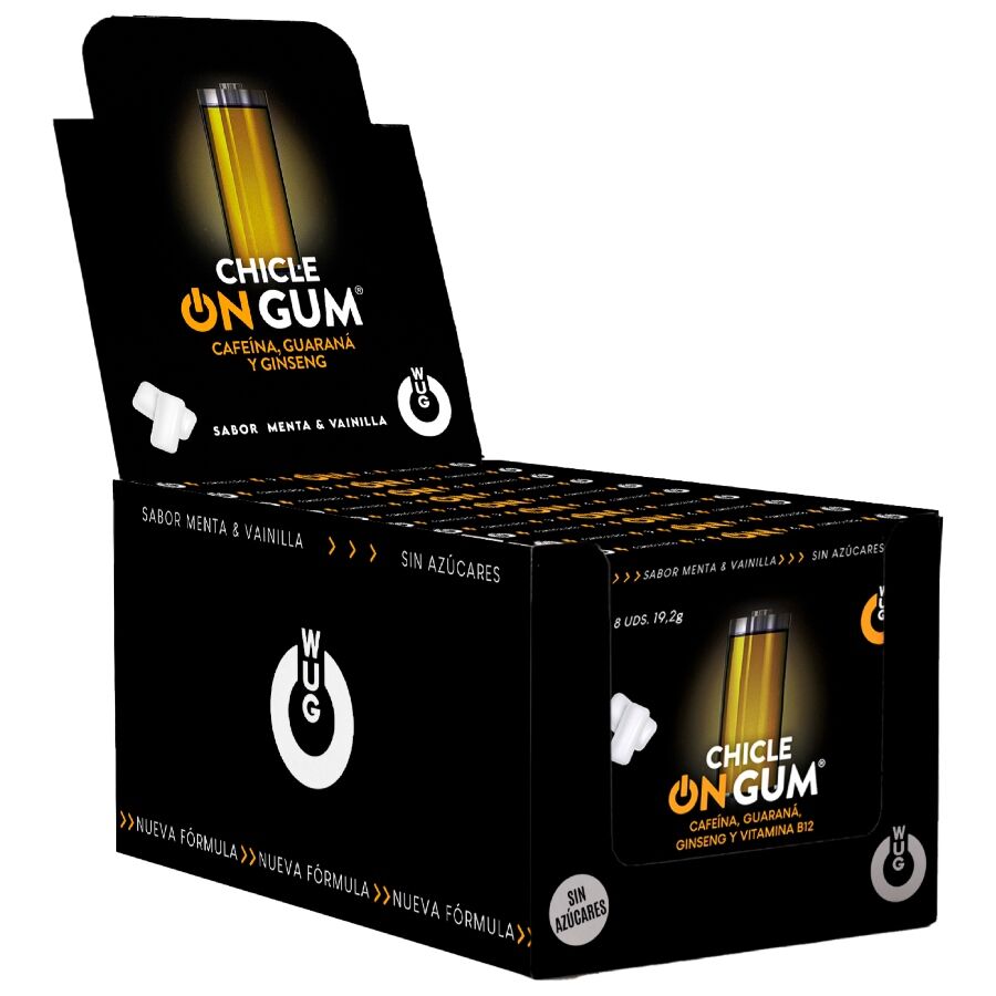 WUG GUM – ON CON CAFFEINA, GINSENG E GOMMA DI GUARANÀ | ESPOSITORE 12 X 8 UNITÀ