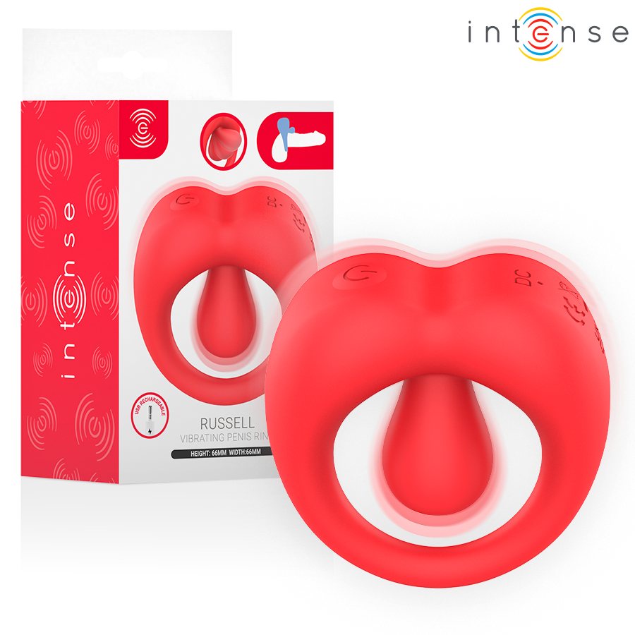 INTENSE – RUSSELL ANILLO VIBRADOR CON ESTIMULACIÓN DE CLÍTORIS ROJO