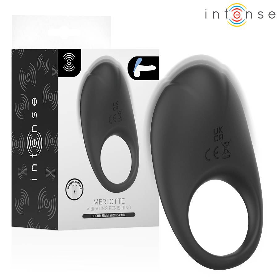 INTENSE – MERLOTTE ANILLO VIBRADOR CON ESTIMULACIÓN DE CLÍTORIS NEGRO