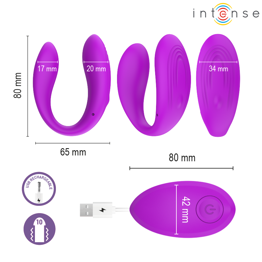 INTENSE - NORA STIMOLATORE VIBRANTE A MORSETTO VIOLA - immagine 3