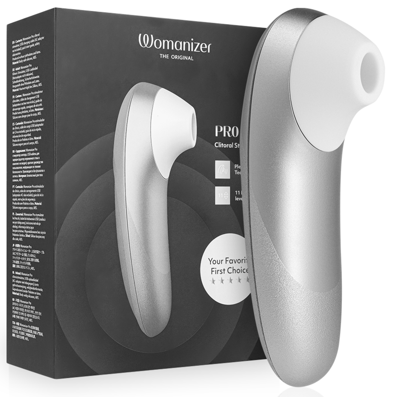 WOMANIZER – STIMOLATORE CLITORIDEO PRO VIBRANTE, COLORE ARGENTO E GRIGIO
