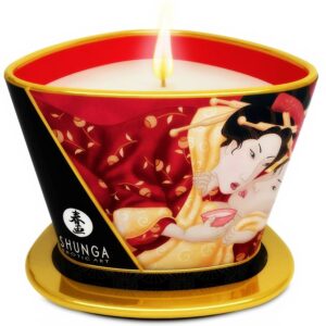 SHUNGA – MINI CARESS BY CANDELIGHT CANDELA DA MASSAGGIO FRAGOLE E CAVA 170 ML