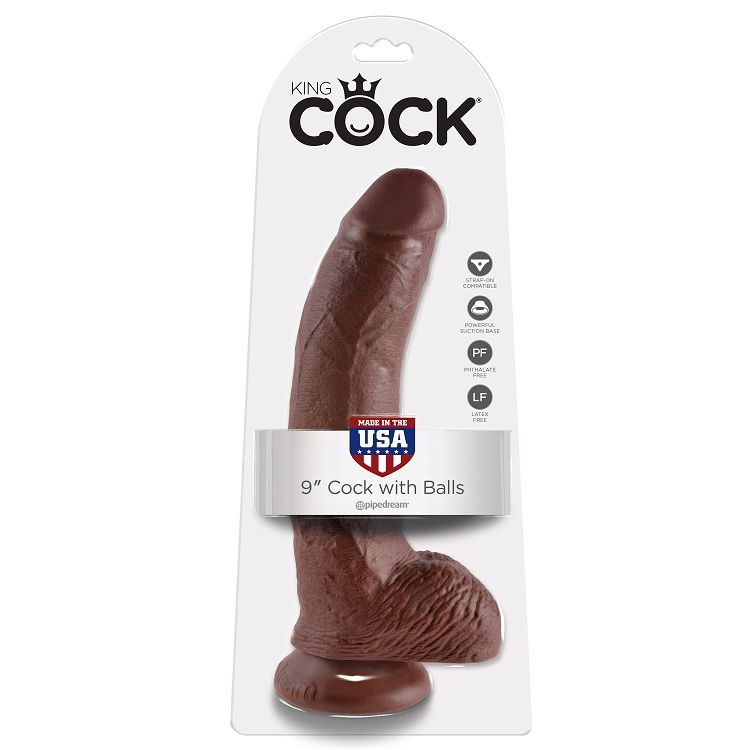 KING COCK - 9 DILDO MARRONE CON SFERE 22.9 CM - immagine 4