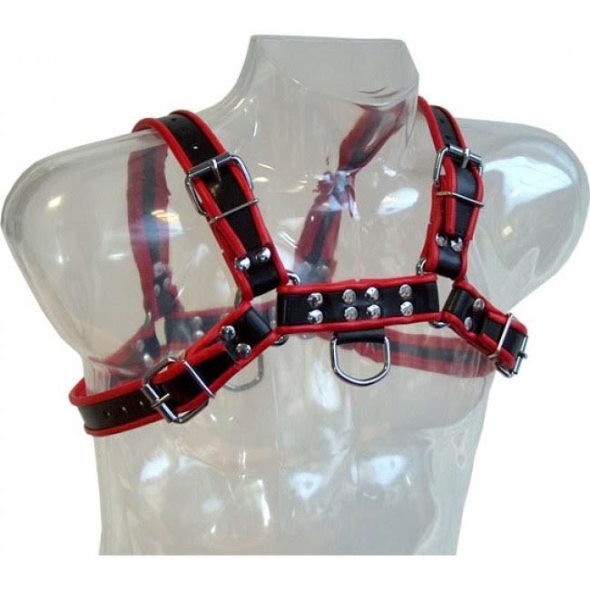 LEATHER BODY – CATENA HARNESS III NERO / ROSSO LEATHER BODY – CATENA HARNESS III NERO / ROSSO