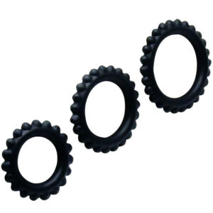 BAILE – TITAN SET 3 PCS COCK RING BLACK 2.8 + 2.4 + 1.9 CM