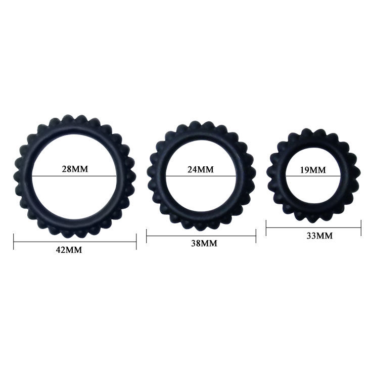 BAILE - TITAN SET 3 PZ ANELLI PER IL CAZZO NERO 2.8 + 2.4 + 1.9 CM - immagine 3