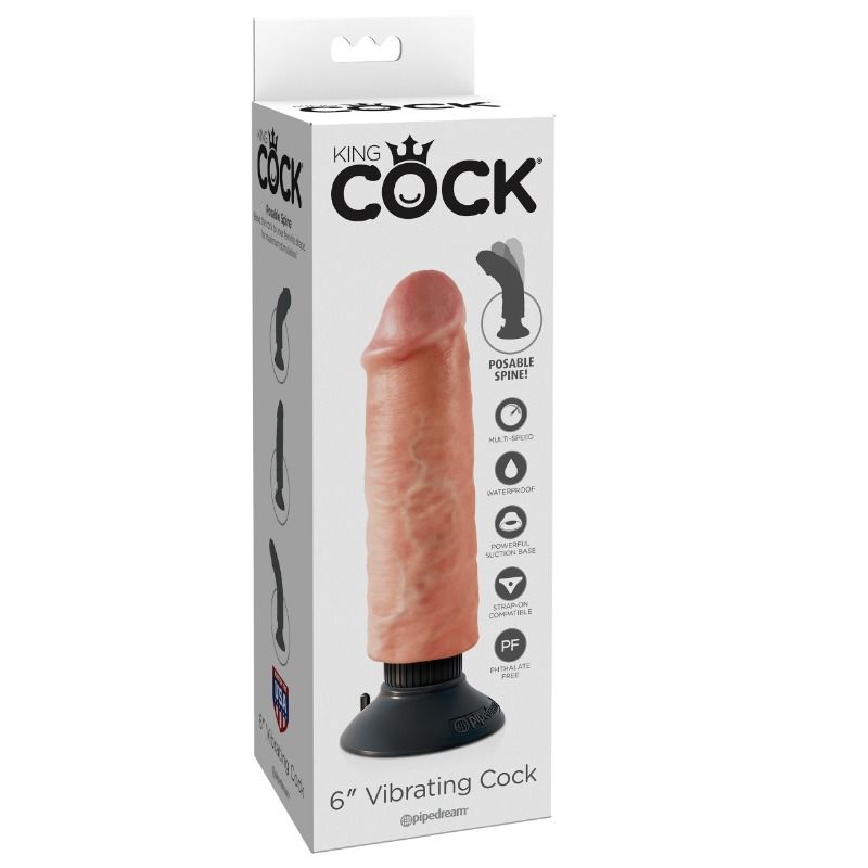 KING COCK - DILDO VIBRATORE 15.24 CM NATURALE - immagine 7