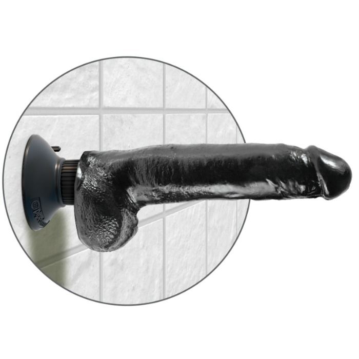 KING COCK - DILDO VIBRANTE CON TESTICOLI 23 CM NERO - immagine 3