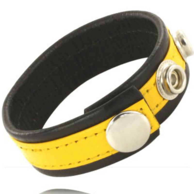 LEATHER BODY – CINTURINO IN PELLE REGOLABILE PENE GIALLO-NERO