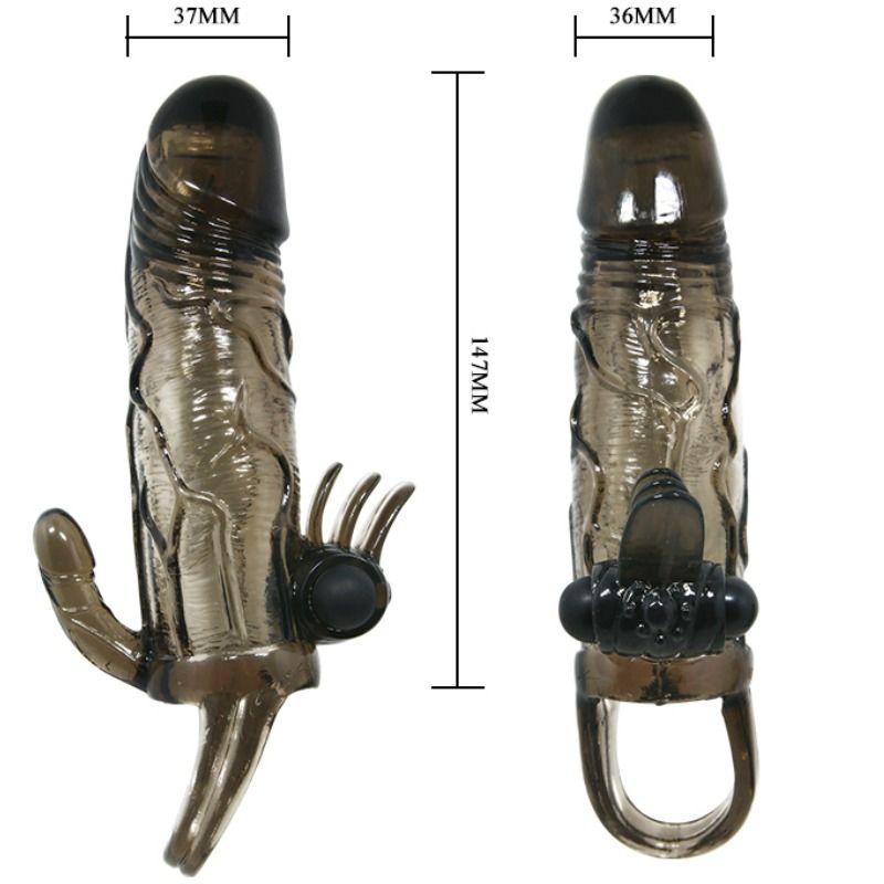 BAILE - COPRI PENE BRAVE MAN CON CLIT E STIMOLAZIONE ANALE DOPPIO BULLET NERO 16.5 CM - immagine 3