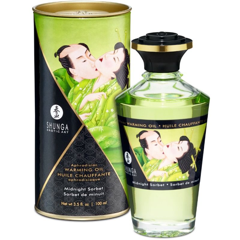 SHUNGA – OLIO DA MASSAGGIO CON EFFETTO CALORE GUSTO SORBETTO DI MEZZANOTTE 100 ML