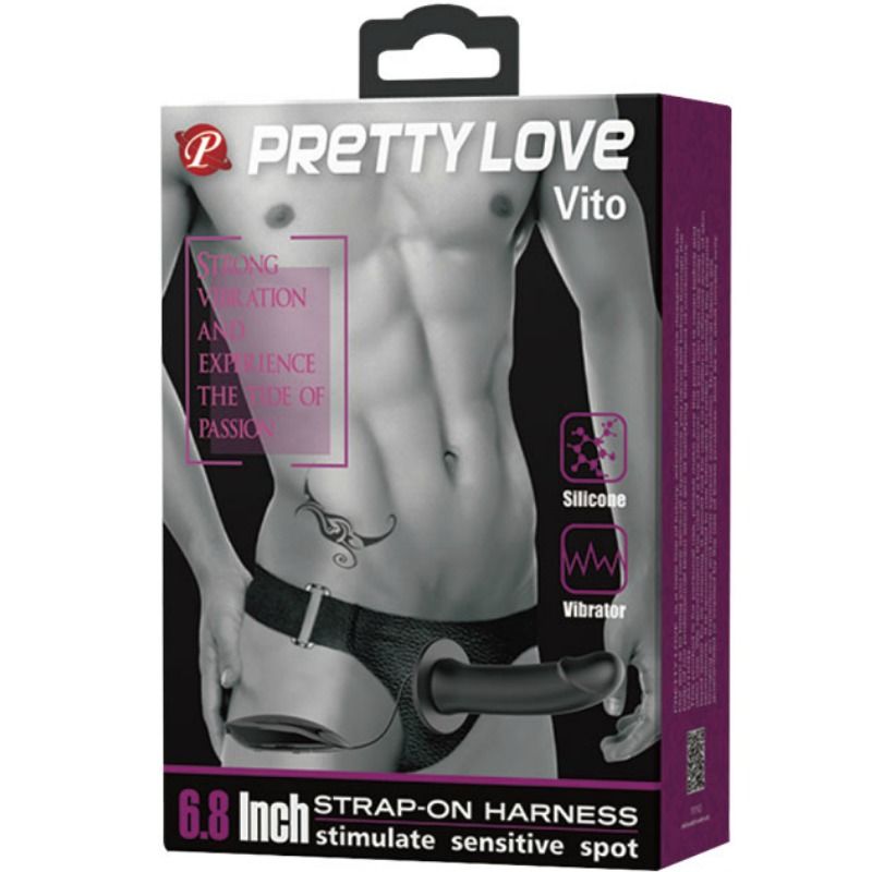 PRETTY LOVE - VITO STRAP ON CON DILDO CAVO E VIBRAZIONE 17.3 CM - immagine 6