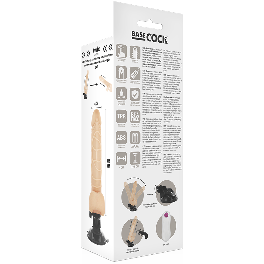 BASECOCK - VIBRATORE REALISTICO TELECOMANDO NATURALE CON TESTICOLI 19,5CM - immagine 4