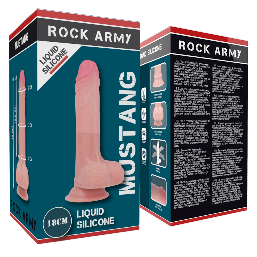 ROCKARMY - LIQUID SILICONE PREMIUM MUSTANG REALISTICO 18 CM -O- 4.14 CM - immagine 5