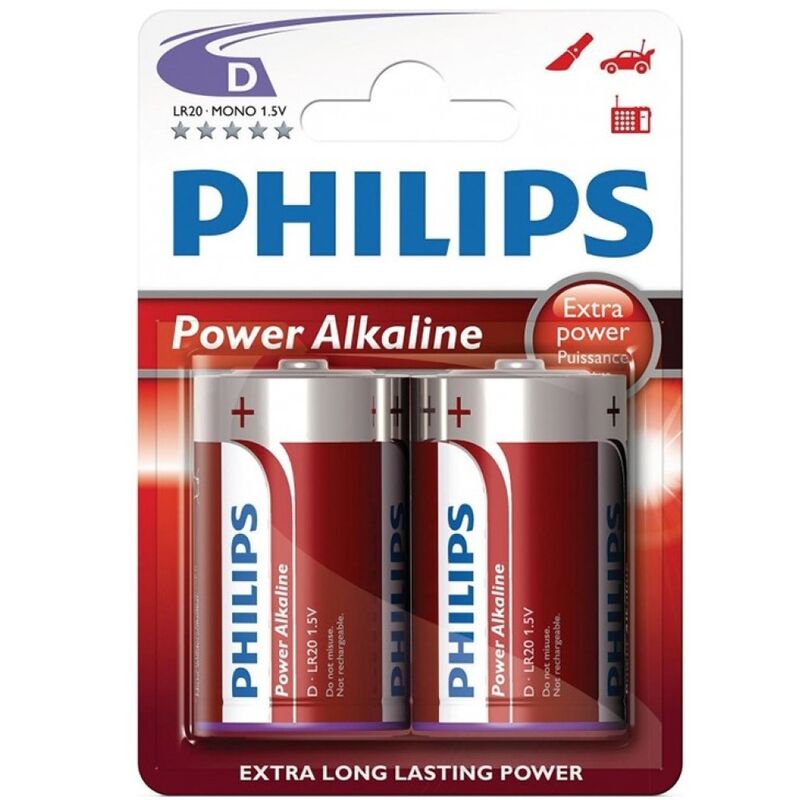 PHILIPS – POWER ALKALINE PILA D LR20 BLISTER * 2