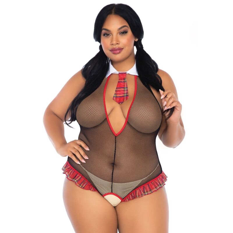 LEG AVENUE – SCHOOLGIRL CROTHLESS FITNESS TEDDY PLUS TAGLIA