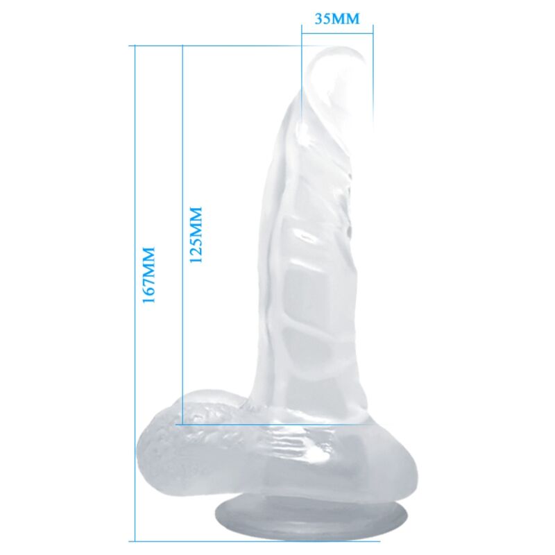 BAILE - DILDO REALISTICO CON VENTOSA E TESTICOLI 16.7 CM TRASPARENTE - immagine 6