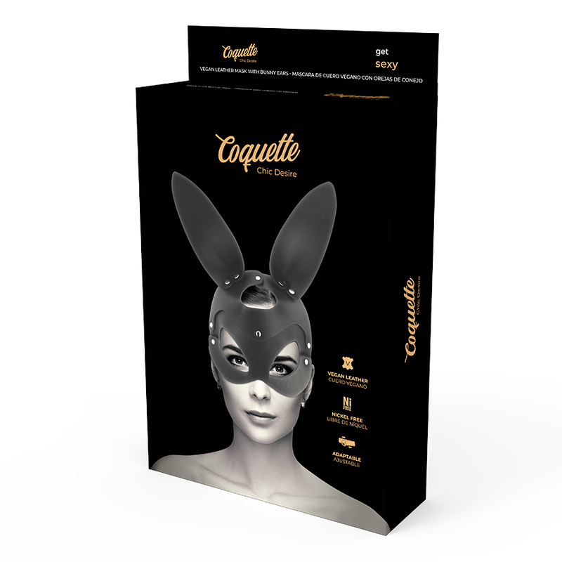 COQUETTE CHIC DESIRE - MASCHERA VEGANA IN PELLE CON ORECCHIE DI CONIGLIO - immagine 5
