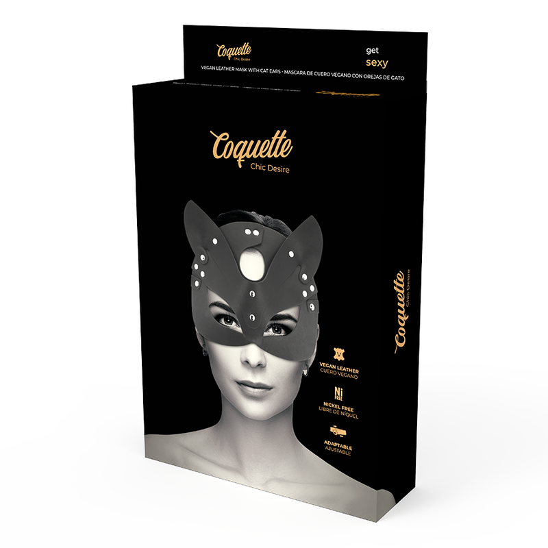 COQUETTE CHIC DESIRE - MASCHERA VEGANA IN PELLE CON ORECCHIE DI GATTO - immagine 4