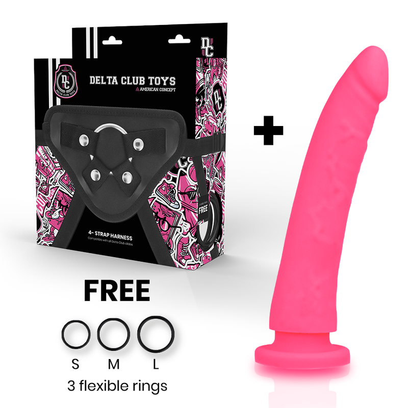 DELTA CLUB - TOYS IMBRACATURA + DONG SILICONE ROSA 20 CM -O- 4 CM - immagine 7