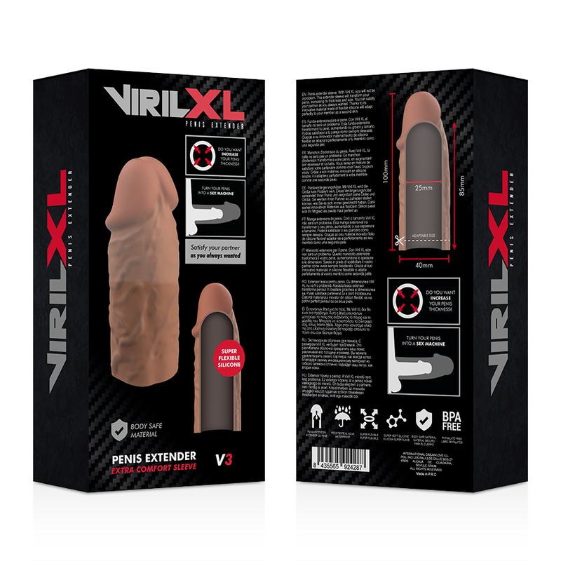 VIRILXL - ESTENSIONE DEL PENE IN SILICONE LIQUIDO V3 MARRONE - immagine 7
