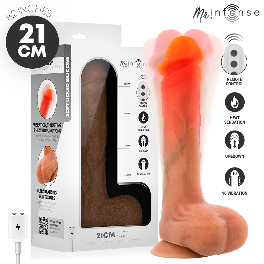 MR INTENSE - BRADLEY DILDO VIBRATORE CON EFFETTO CALORE E TELECOMANDO 21 CM -Ø- 4,2 CM