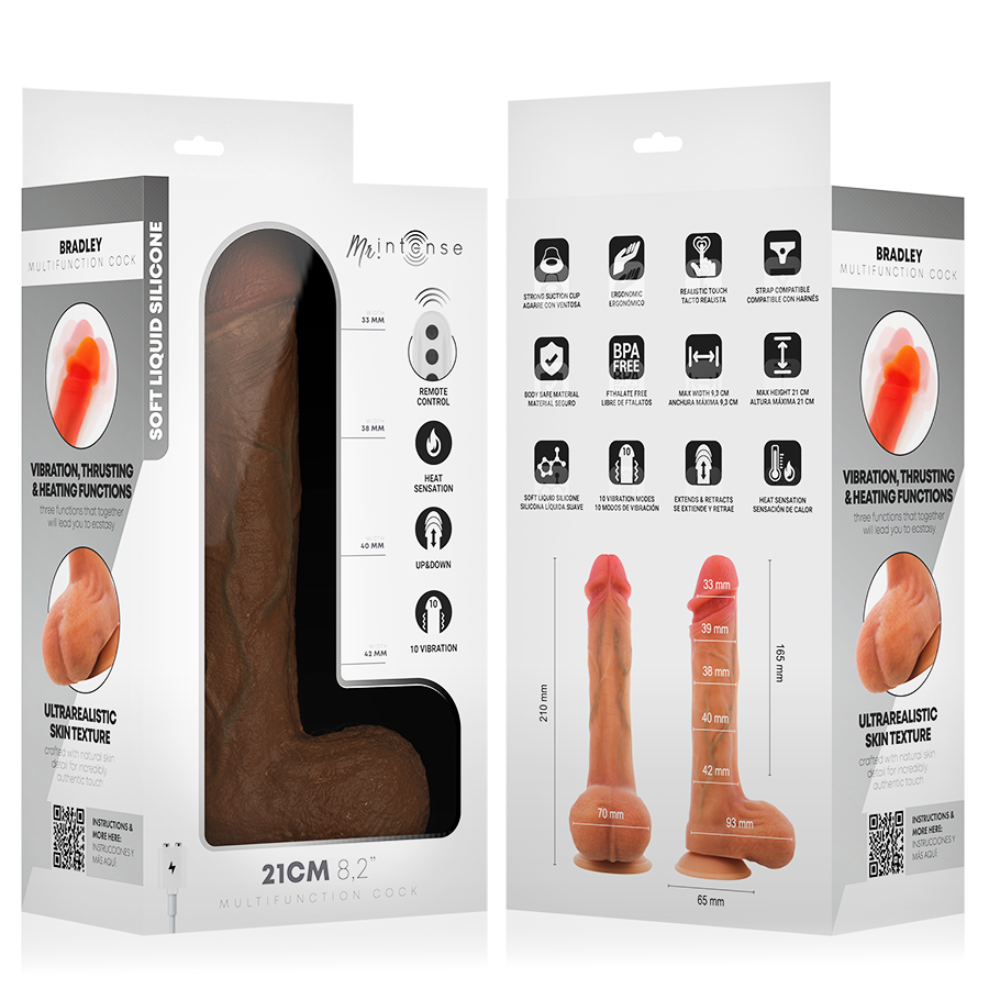 MR INTENSE - BRADLEY DILDO VIBRATORE CON EFFETTO CALORE E TELECOMANDO 21 CM -Ø- 4,2 CM - immagine 8