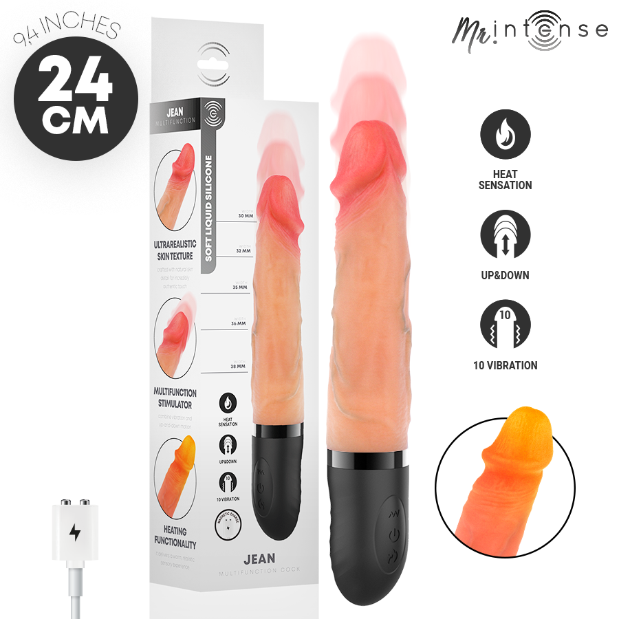 MR INTENSE - JEAN VIBRATORE UP&DOWN CON EFFETTO CALORE 24 CM -Ø- 3,8 CM