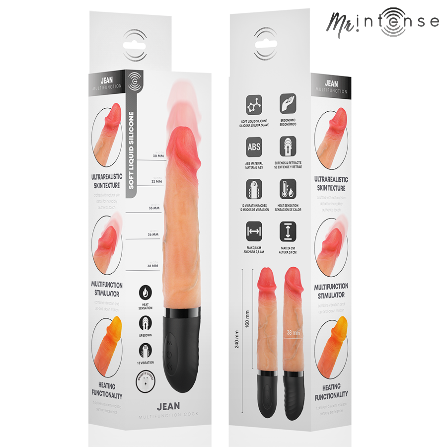 MR INTENSE - JEAN VIBRATORE UP&DOWN CON EFFETTO CALORE 24 CM -Ø- 3,8 CM - immagine 3