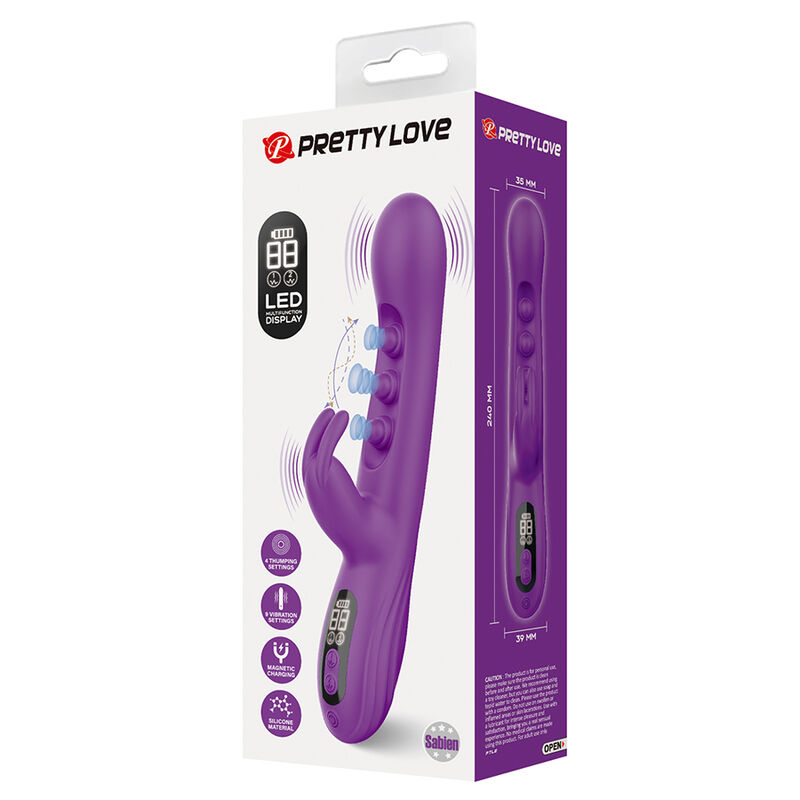 PRETTY LOVE - VIBRATORE A CONIGLIO SABIEN CON STIMOLAZIONE A PERCUSSIONE E LED VIOLA - immagine 9