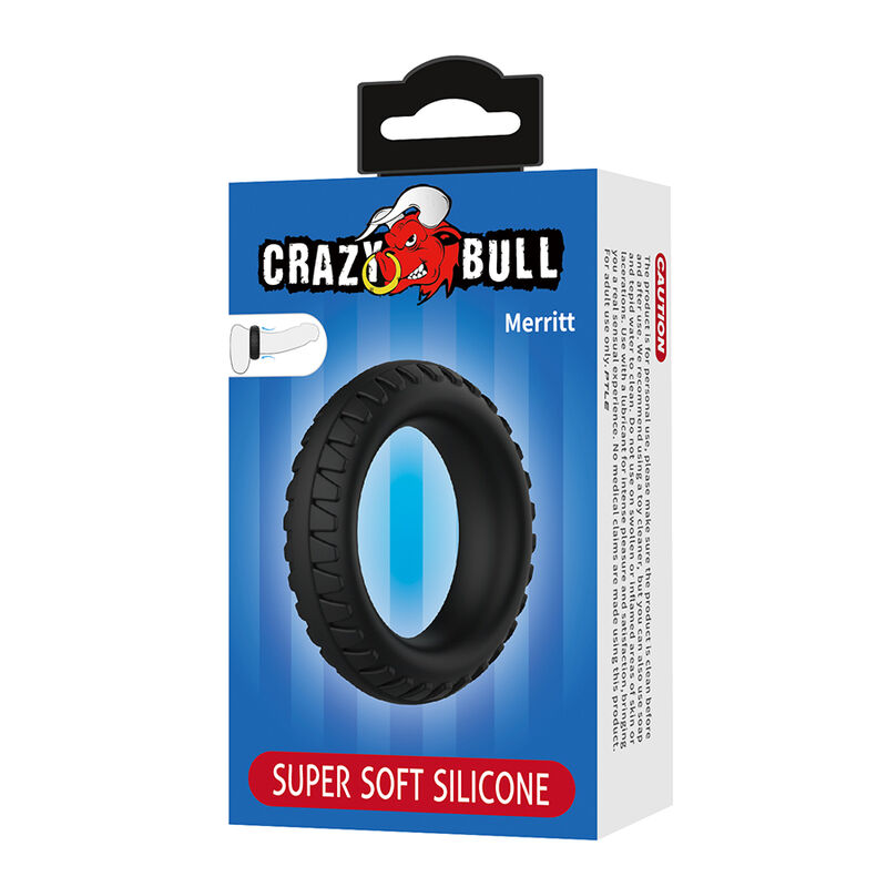 CRAZY BULL - ANELLO PER PENE IN SILICONE TESTURIZZATO MERRITT NERO - immagine 5