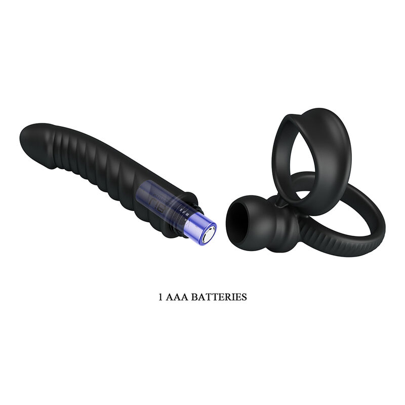 PRETTY LOVE - VIBRATORE ANALE MERRITT CON ANELLO E VIBRAZIONE NERO - immagine 8