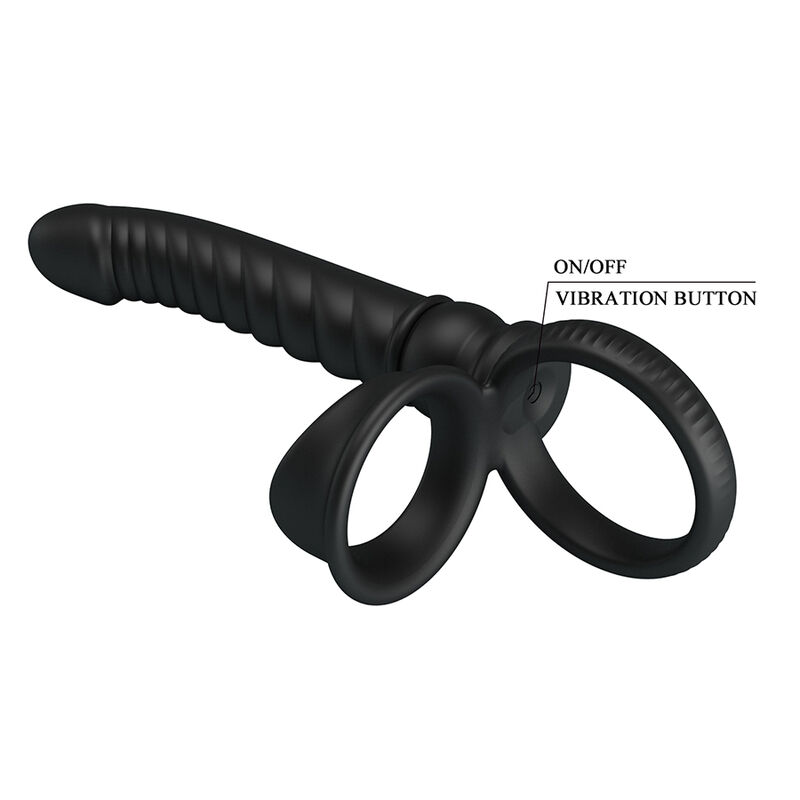 PRETTY LOVE - VIBRATORE ANALE MERRITT CON ANELLO E VIBRAZIONE NERO - immagine 9