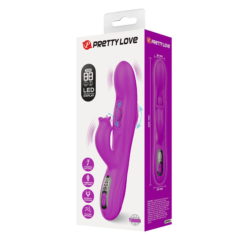 PRETTY LOVE - VIBRATORE OSCILLANTE YALANDA RABBIT CON DISPLAY LED VIOLA - immagine 11