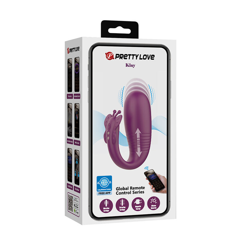 PRETTY LOVE - VIBRATORE A UOVO KLAY CON SPINTA, CONTROLLO TRAMITE APP, VIOLA - immagine 17