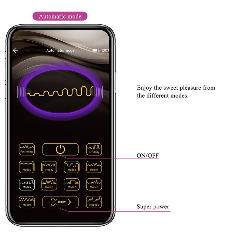 PRETTY LOVE - VIBRATORE A UOVO KLAY CON SPINTA, CONTROLLO TRAMITE APP, VIOLA - immagine 16