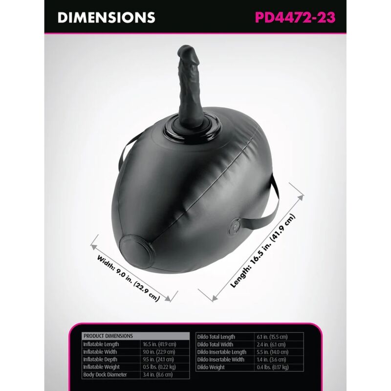 FETISH FANTASY SERIES - BODY DOCK SFERA DELL'AMORE GONFIABILE CON DILDO NERO 41,9 CM - immagine 4