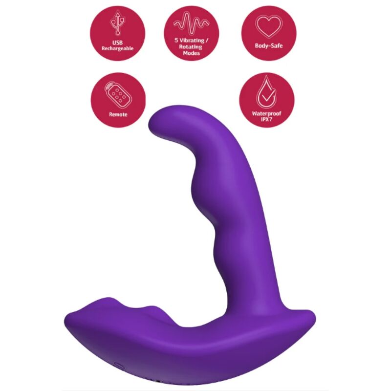 SHE.E.O - STIMOLATORE ANALE VIBRANTE ROTANTE CON TELECOMANDO VIOLA - immagine 4