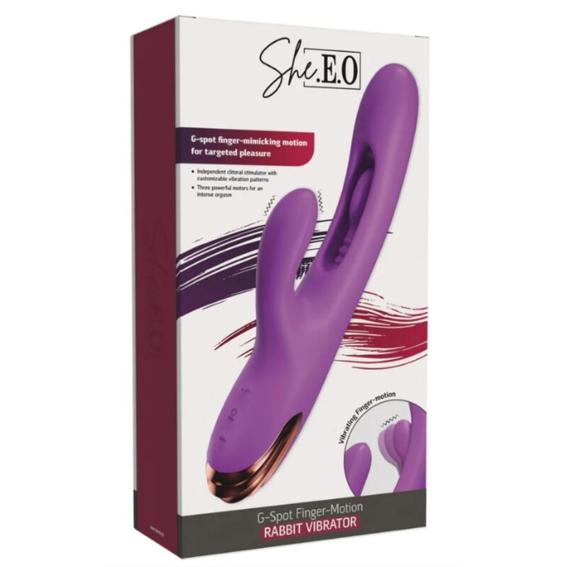 SHE.E.O - VIBRATORE PER IL PUNTO G A FORMA DI CONIGLIO CON MOVIMENTO DIGITALE VIOLA - immagine 7