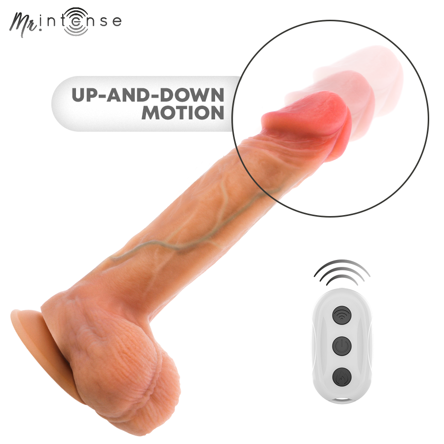 MR INTENSE - DILDO VIBRANTE LOGAN IN SILICONE CON EFFETTO CALORE E TELECOMANDO 20 CM -Ø- 4,1 CM - immagine 5