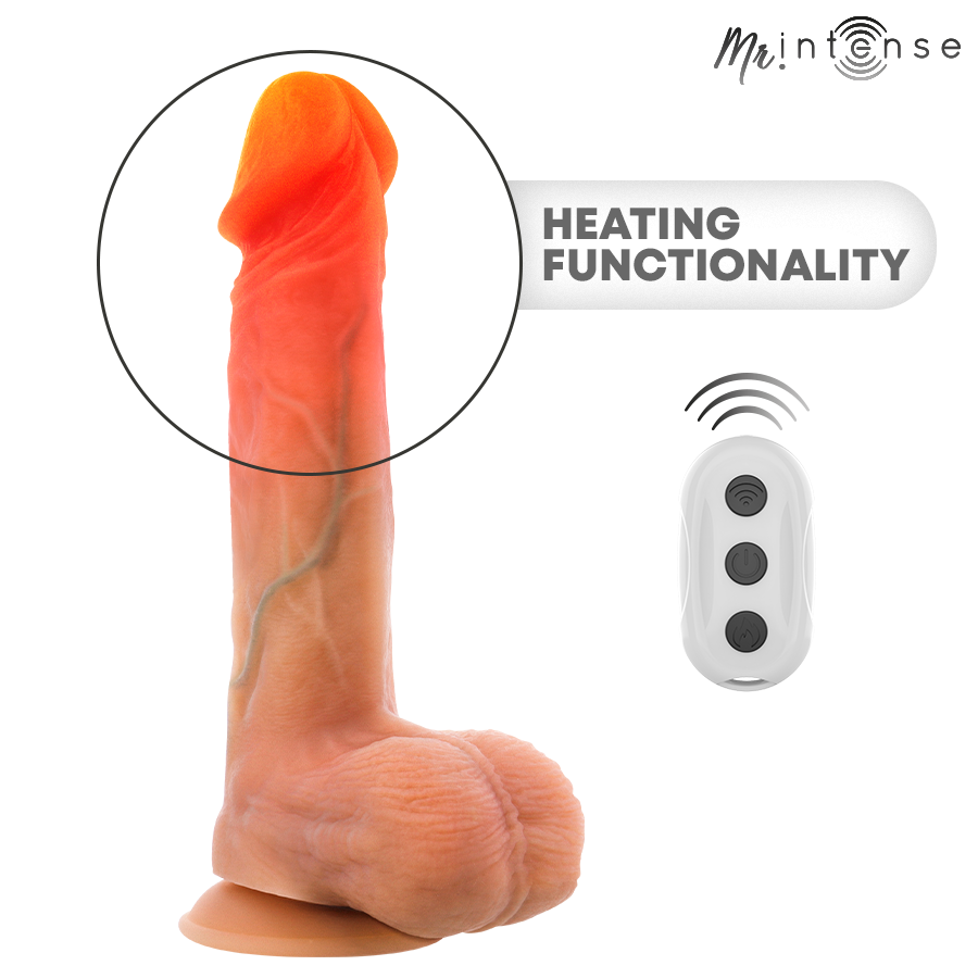 MR INTENSE - DILDO VIBRANTE LOGAN IN SILICONE CON EFFETTO CALORE E TELECOMANDO 20 CM -Ø- 4,1 CM - immagine 7