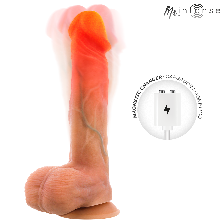 MR INTENSE - DILDO VIBRANTE LOGAN IN SILICONE CON EFFETTO CALORE E TELECOMANDO 20 CM -Ø- 4,1 CM - immagine 11
