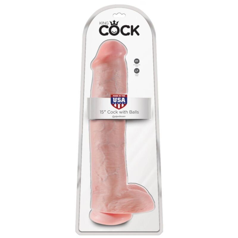 KING COCK - DILDO REALISTICO CON TESTICOLI E VENTOSA 38 CM COLOR CARNE - immagine 6