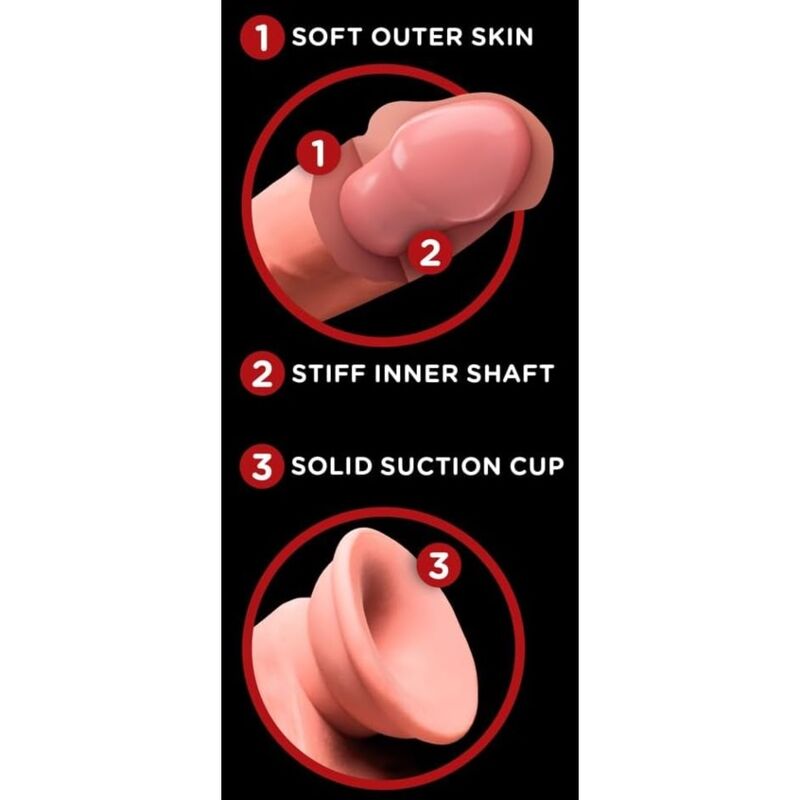 KING COCK PLUS - DILDO REALISTICO A TRIPLA DENSITÀ CON TESTICOLI OSCILLANTI 23 CM CARNE - immagine 3