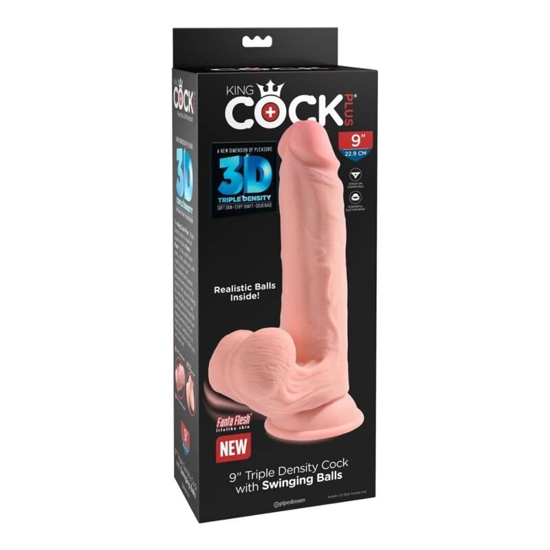 KING COCK PLUS - DILDO REALISTICO A TRIPLA DENSITÀ CON TESTICOLI OSCILLANTI 23 CM CARNE - immagine 4